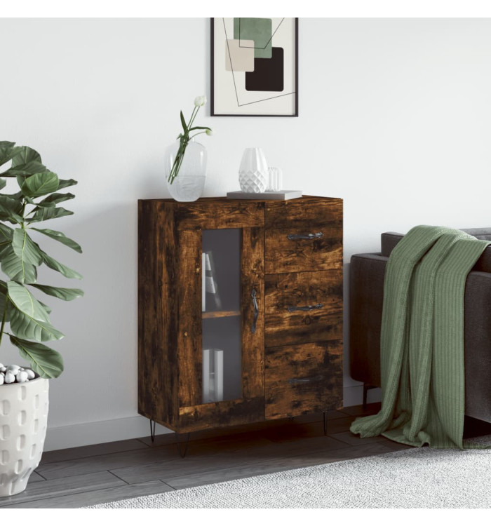Buffet chêne fumé 69,5x34x90 cm bois d'ingénierie | Mobilier & Déco