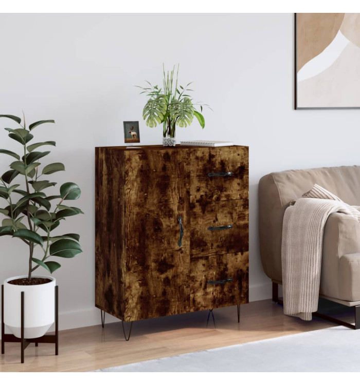 Buffet chêne fumé 69,5x34x90 cm bois d'ingénierie | Mobilier & Déco