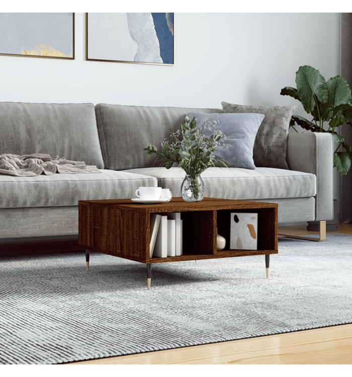 Table basse chêne marron 60x60x30 cm bois d'ingénierie | Mobilier & Déco
