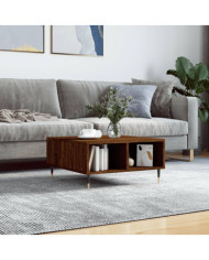 Table basse chêne marron 60x60x30 cm bois d'ingénierie | Mobilier & Déco