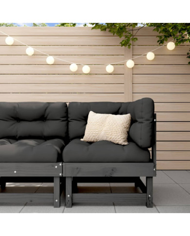 Canapé d'angle avec coussins gris bois de pin solide | Mobilier & Déco