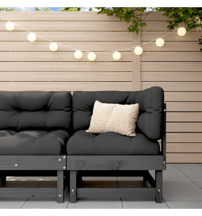 Canapé d'angle avec coussins gris bois de pin solide | Mobilier & Déco