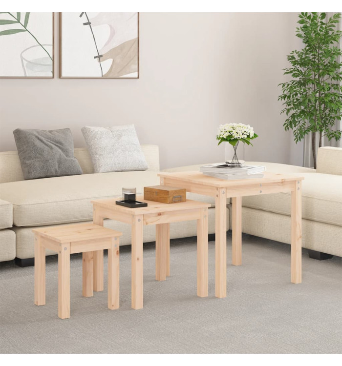 Tables gigognes 3 pcs Bois de pin massif | Mobilier & Déco