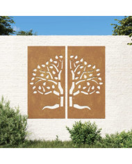 Décorations murales jardin 2 pcs 105x55 cm design d'arbre | Mobilier & Déco
