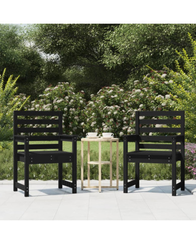 Chaises de jardin lot de 2 noir 60x48x91 cm bois massif de pin | Mobilier & Déco
