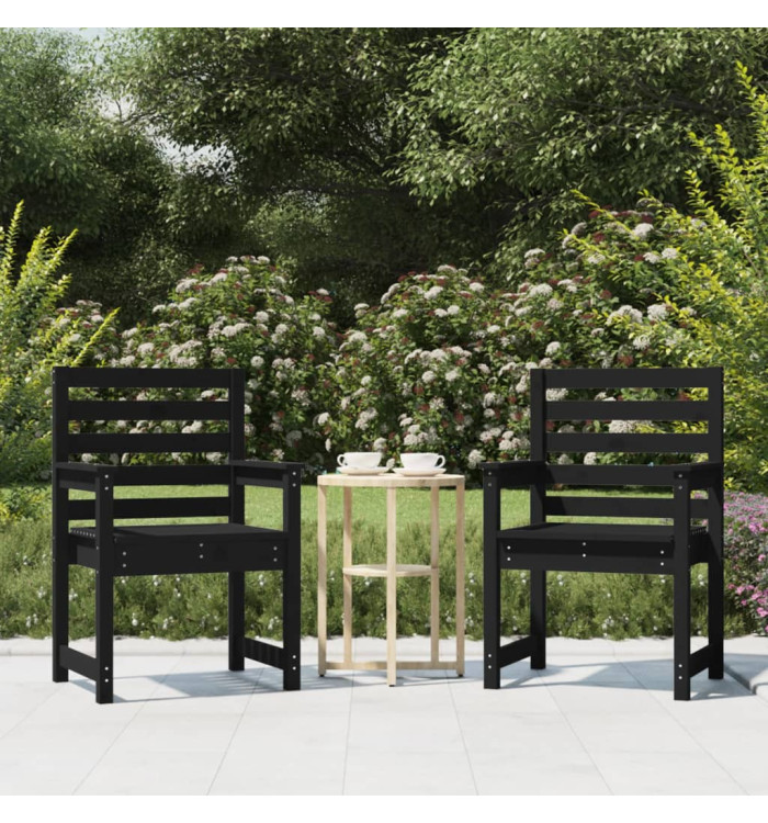 Chaises de jardin lot de 2 noir 60x48x91 cm bois massif de pin | Mobilier & Déco