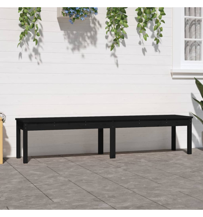 Banc de jardin à 2 places noir 203,5x44x45cm bois massif de pin | Mobilier & Déco