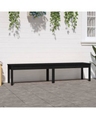 Banc de jardin à 2 places noir 203,5x44x45cm bois massif de pin | Mobilier & Déco