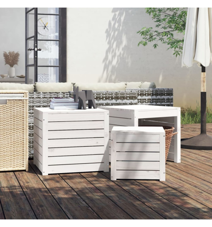 Ensemble de boîtes de jardin 3 pcs blanc bois de pin massif | Mobilier & Déco