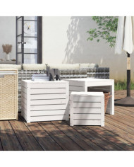 Ensemble de boîtes de jardin 3 pcs blanc bois de pin massif | Mobilier & Déco