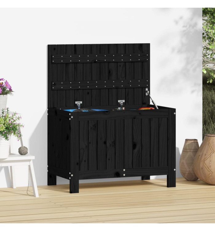 Boîte de rangement de jardin Noir 76x42,5x54 cm Bois massif pin | Mobilier & Déco