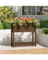 Jardinière avec étagère Marron miel 82,5x34,5x81 cm Bois de pin | Mobilier & Déco