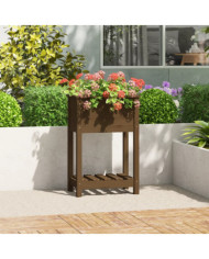 Jardinière avec étagère Marron miel 54x34,5x81 cm Bois de pin | Mobilier & Déco