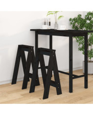 Tabourets lot de 2 noir 40x40x75 cm bois massif de pin | Mobilier & Déco