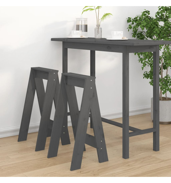Tabourets 2 pcs Gris 40x40x75 cm Bois massif de pin | Mobilier & Déco