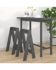 Tabourets 2 pcs Gris 40x40x75 cm Bois massif de pin | Mobilier & Déco