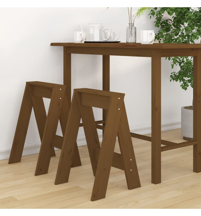 Tabourets lot de 2 marron miel 40x40x60 cm bois massif de pin | Mobilier & Déco
