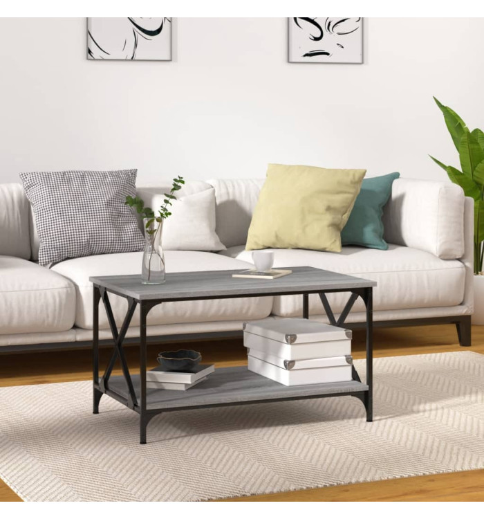 Table basse Sonoma gris 80x50x45 cm Bois d'ingénierie et fer | Mobilier & Déco