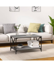 Table basse Sonoma gris 80x50x45 cm Bois d'ingénierie et fer | Mobilier & Déco