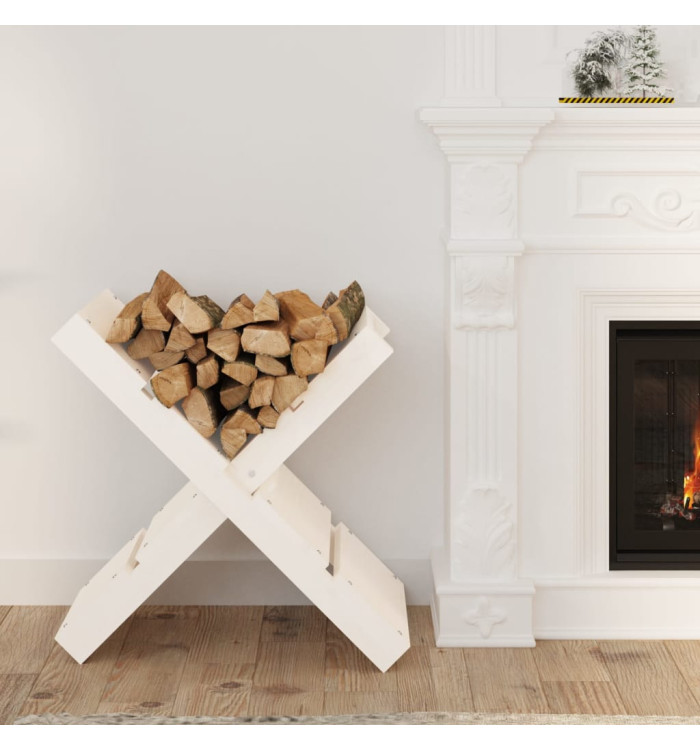 Porte-bûches Blanc 47x39,5x48 cm Bois massif de pin | Mobilier & Déco
