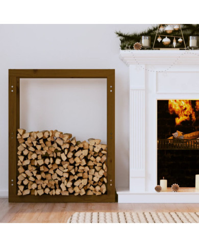 Support de bois de chauffage Marron miel 80x25x100cm Pin massif | Mobilier & Déco