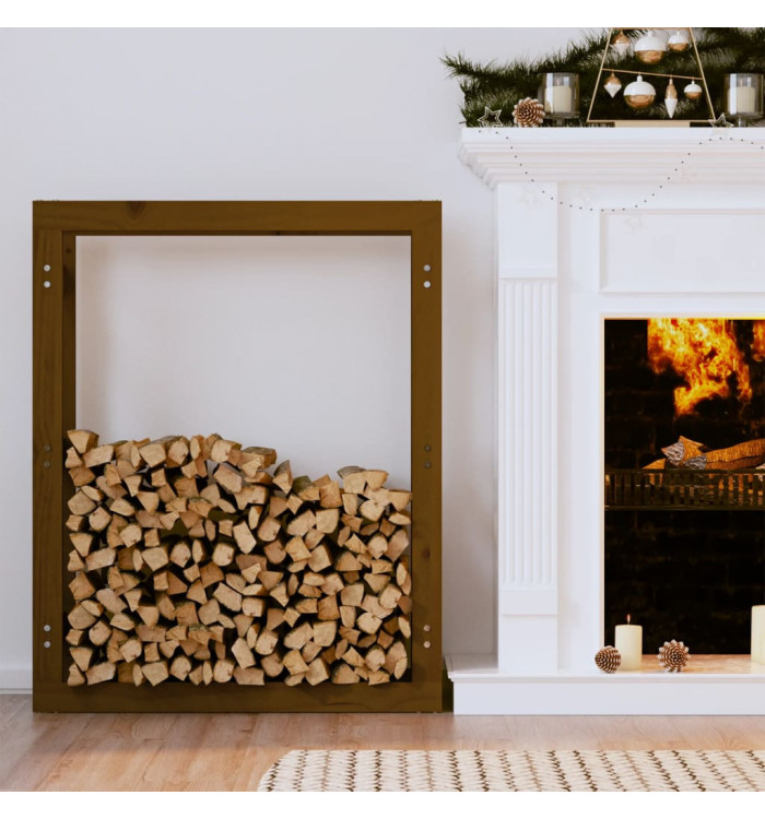 Support de bois de chauffage Marron miel 80x25x100cm Pin massif | Mobilier & Déco