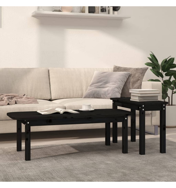 Ensemble de tables basses 2 pcs Noir Bois massif de pin | Mobilier & Déco