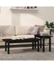 Ensemble de tables basses 2 pcs Noir Bois massif de pin | Mobilier & Déco