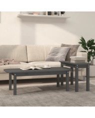 Ensemble de tables basses 2 pcs Gris Bois massif de pin | Mobilier & Déco
