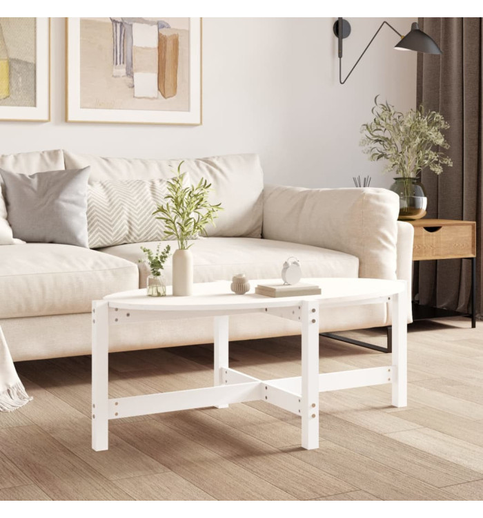 Table basse Blanc 118x63x45 cm Bois massif de pin | Mobilier & Déco