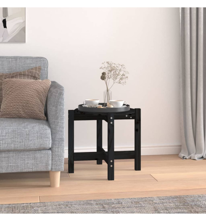 Table basse Noir Ø 52,5x45 cm Bois massif de pin | Mobilier & Déco