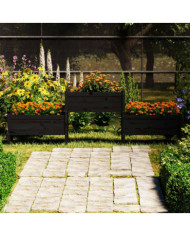 Jardinière Noir 245,5x44x75 cm Bois massif de pin | Mobilier & Déco