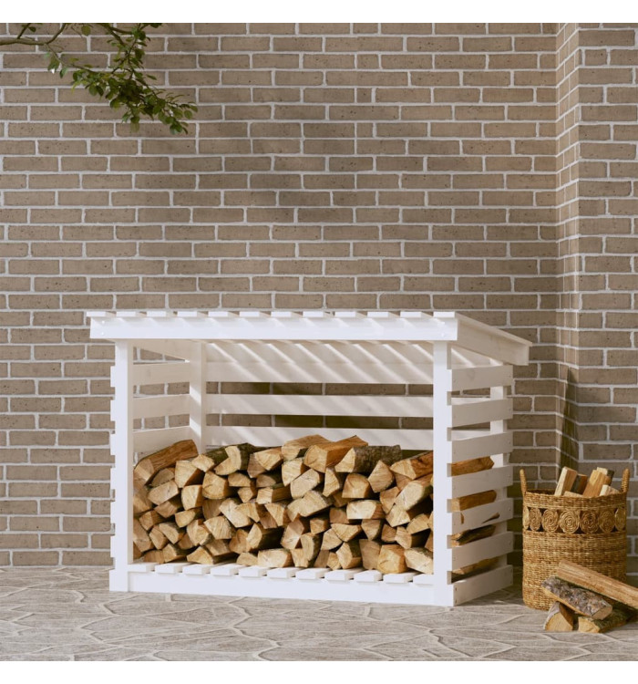 Support pour bois de chauffage Blanc 108x73x79 cm Bois de pin | Mobilier & Déco