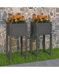 Jardinières 2 pcs Gris 40x40x81 cm Bois massif de pin | Mobilier & Déco