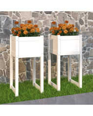 Jardinières 2 pcs Blanc 40x40x81 cm Bois massif de pin | Mobilier & Déco