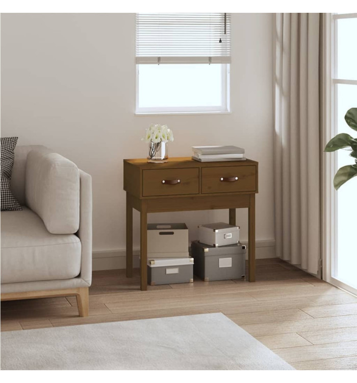Table console Marron miel 76,5x40x75 cm Bois massif de pin | Mobilier & Déco