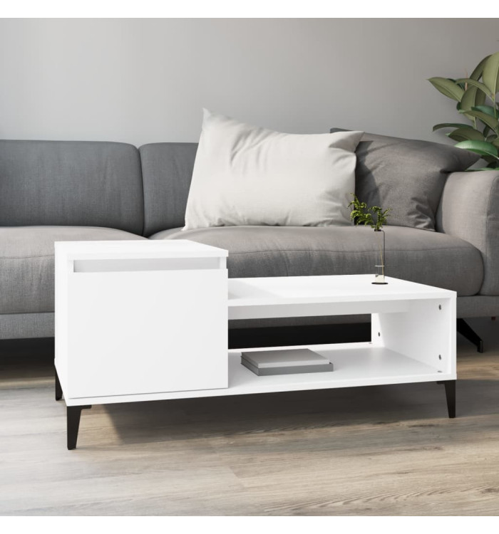 Table basse Blanc 100x50x45 cm Bois d'ingénierie | Mobilier & Déco