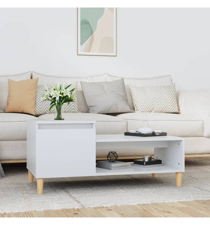 Table basse Blanc brillant 100x50x45 cm Bois d'ingénierie | Mobilier & Déco