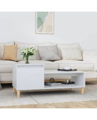 Table basse Blanc brillant 100x50x45 cm Bois d'ingénierie | Mobilier & Déco
