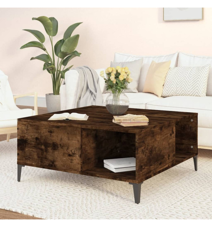 Table basse chêne fumé 80x80x36,5 cm bois d'ingénierie | Mobilier & Déco
