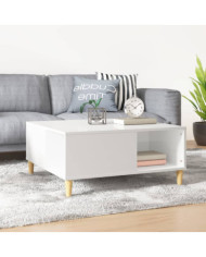 Table basse blanc brillant 80x80x36,5 cm bois d'ingénierie | Mobilier & Déco