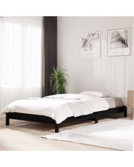 Lit empilable sans matelas noir 90x190 cm bois de pin massif | Mobilier & Déco