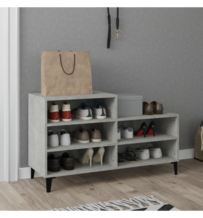 Armoire à chaussures Gris béton 102x36x60 cm Bois d'ingénierie | Mobilier & Déco