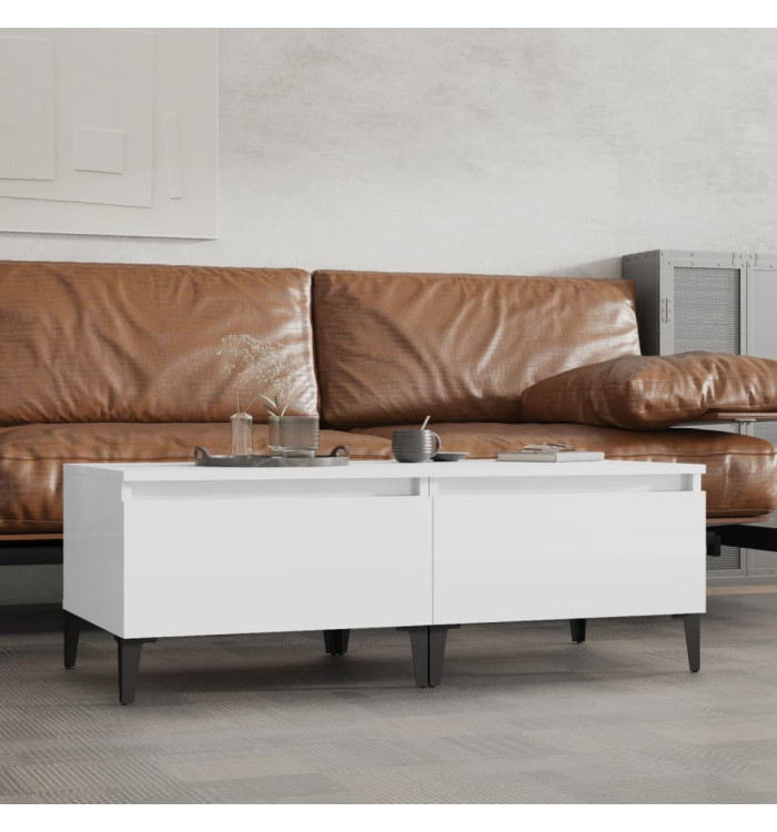 Tables d'appoint 2pcs Blanc brillant 50x46x35cm Bois ingénierie | Mobilier & Déco