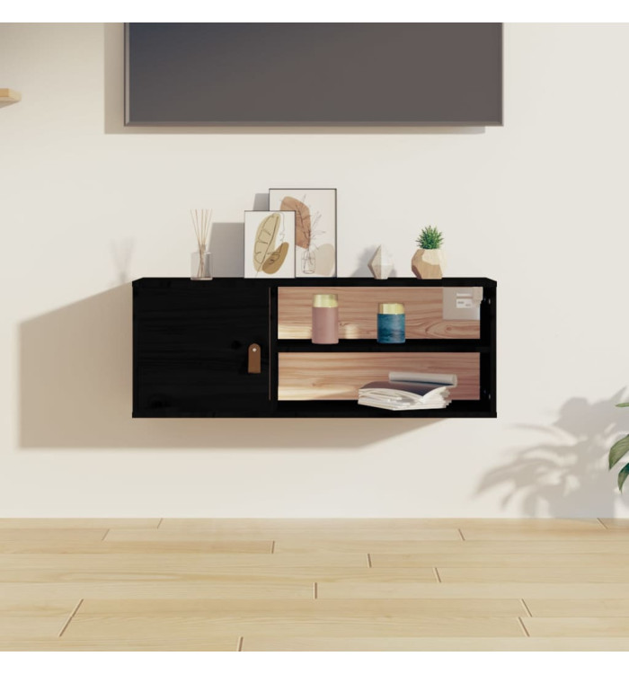 Armoire murale Noir 80x30x30 cm Bois de pin massif | Mobilier & Déco