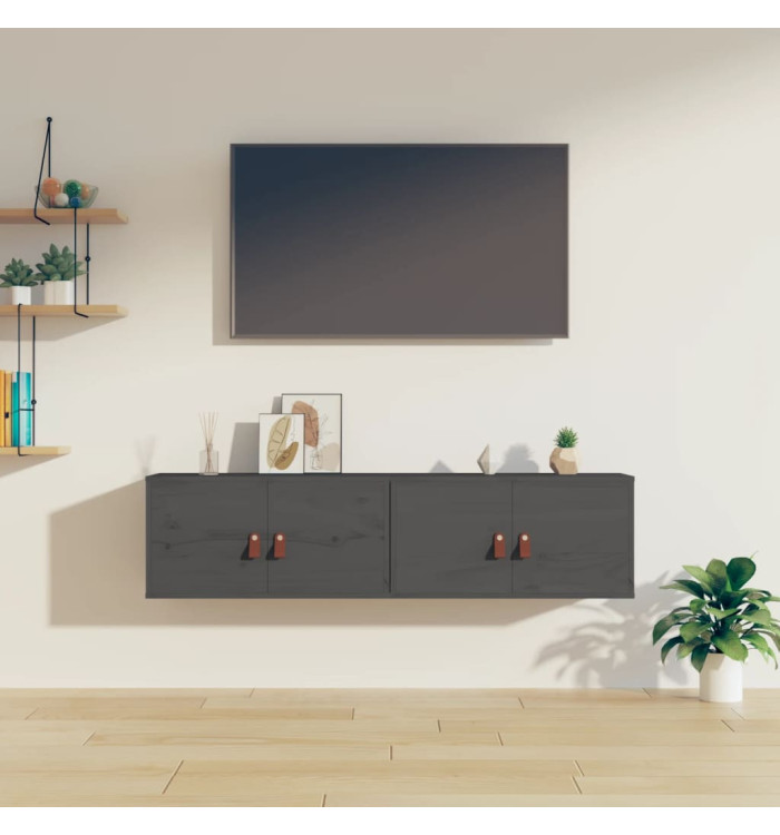 Armoires murales 2 pcs Gris 60x30x30 cm Bois de pin massif | Mobilier & Déco