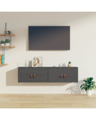 Armoires murales 2 pcs Gris 60x30x30 cm Bois de pin massif | Mobilier & Déco