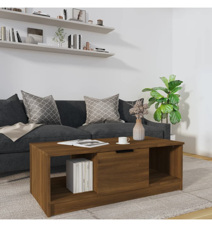 Table basse chêne marron 102x50x36 cm bois d'ingénierie | Mobilier & Déco