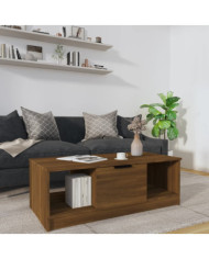 Table basse chêne marron 102x50x36 cm bois d'ingénierie | Mobilier & Déco
