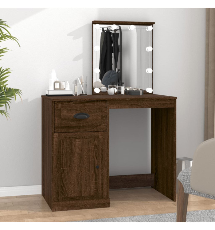 Coiffeuse avec LED chêne marron 90x50x132,5cm bois d'ingénierie | Mobilier & Déco